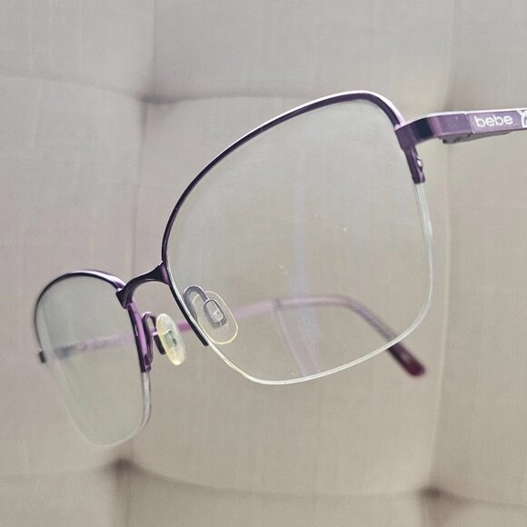 bebe Women Eyeglasses Frame Plum Tone BB5188 Half Rim Glasses Frame 53[]17 140 - Picture 3 of 14
